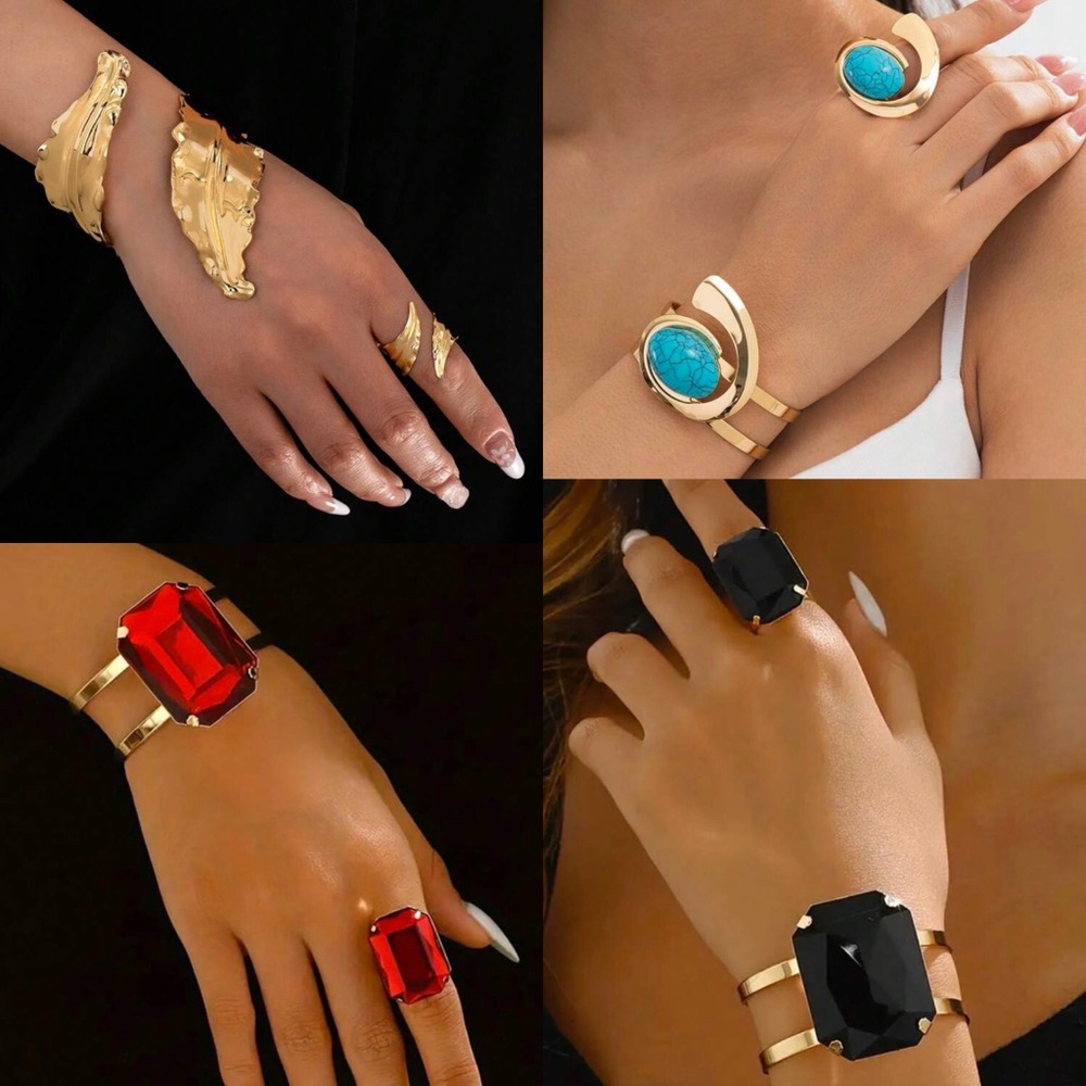 Net of 4 matching bracelets and rings set